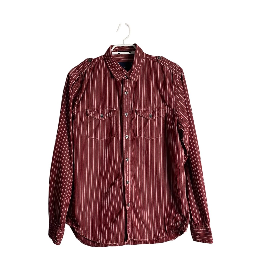 American Eagle Outfitters Men's Vintage Fit Striped Button-Down Shirt